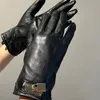 Gants de styliste en cuir véritable pour femmes, imperméables pour écran tactile, en polaire douce, à cinq doigts, automne et hiver