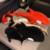 Altri giocattoli Nizza 60/80 cm Nuovo squalo nero e rosso giocattoli di peluche Grande bambola di balena assassina Orcinus Orca Animali marini di peluche Regalo di compleanno per bambiniL231024