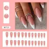 Pregos Falsos 24 Pcs Simples Amêndoa Longa Falso Branco Stiletto Francês Wearable Imprensa em Cobertura Completa Dicas de Unhas Destacáveis