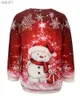 Women's Sweaters 2023 autumn and winter plus size Christmas casual tops women's large color block snowman print long-sleeved round neck tops 6XLL231024