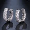 Hoop Earrings Anziw Original 925 Silver Sterling Hoops Luxury Jewelry 1.3mm Round Moissanite Diamond For Women Wedding Party