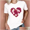 Damen-T-Shirt in Übergröße, Oc0010-Maryya, großes Kurzarm-T-Shirt, Sommer-Damen-Blumenmuster, Cartoon-Herz-Top, personalisierbar, personalisierbar, Otq8Q