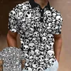 Men's Polos Male Skull Polo Shirts Fashion Man Oversized Lapel Button Short Sleeve Daily Casual 3d Print Tee Top Sport Clothing