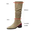 Fashion Boots Women Slim staplade tjock klack Hög Barrel Knight Ben Long Large Woman Shoes 230830