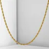 Kedjor Twisted Rope Necklace Womens Mens Chain Yellow Gold Filled GF 2mm GN445