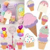 لوازم الحفلات الأخرى 24/36inch الآيس كريم KT Board Macaron Summer Kids Birthday Baby Barkdrop PO PORPS Cardboard Cutout Decoration 231023