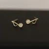 Studörhängen CMajor 9K Solid Gold Earring Lovely Sweet Elegant Creative Music Symbol form minimal enkel gåva för kvinnokider