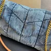 Jean Blue Designer Bag Loulou Puffer Denim Cowboy Bolsas Senhoras Luxurys Bolsas Bolsa 2023 Mulheres Bolsa Moda Sacos Vintage Ombro Crossbody Bolsa Grandes Sacos