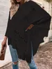 Mantello da donna Giacche da donna Maglioni autunnali da donna Poncho Mantelle lavorate a maglia Mantello Maglione Scollo a V Orlo irregolare Nappe Cappotto Scava fuori Pullover lavorato a maglia 231023