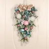 Fleurs décoratives en forme de larme, en PVC, ornements de noël, pendentif couronne pour vacances, décoration murale suspendue pour porte d'entrée, maison