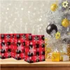 Décorations de Noël Party Goodie Sacs Rouge Noir Buffalo Plaid Flocons de neige Kraft Papier Cadeau Cadeau avec poignées pour les vacances du Nouvel An Fa Amw3Y