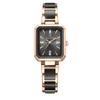 Armbandsur 2023 Ceramics Elegant Watch for Women Waterproof Square Black Ladies Relogio Feminino