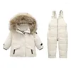 Manteau en duvet pour enfants, ensemble de vêtements d'hiver, veste à capuche en canard, combinaison pour garçons, pardessus, Parka pour bébés filles, combinaison de neige pour enfants