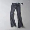 Women's Jeans 2023 Spring High Waist Ragged Long Pants Elastic Slim Fit Flare Blue For Women