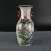 Bottles Chinese Old Coloured Drawing Crackle Glaze Porcelain Ornaments Binaural Vase