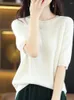 Women's Sweaters 2023 Cashmere Sweater Women Merino Wool Pullover Short Sleeve Knitted Tops Comfortable Silky