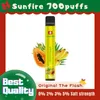 100% Newst Hot Sell Authentic Sunfire Bar 700 Puffs Einweg -Vape Vape Pen 320 MAH Readarger Batterie billiger Dampfstift Großhandel Deutschland Indien Russland Spanien Vaper
