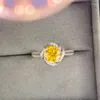 Cluster-Ringe 1ct gelber Moissanit-Diamantring für Damen, Luxus-Geschenk, bestandener Test, 925er Silber, Versprechen, Ehefrau, Hochzeitstag, Schmuck