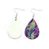 Boucles d'oreilles à sublimation Double face en cuir, pendentifs vierges par Sublimation, cadeaux créatifs, feuilles à transfert thermique, boucles d'oreilles A02