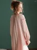 Indumenti da notte da donna Hanxiuju Royal Vintage ricamati camicie da notte lunghe per le donne Primavera Autunno manica eleganti camicie da notte delicate