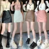 Jupes automne hiver pU cuir femmes femmes hautes taille sexy a-line mini coréen fashion partage bureau dame jupe courte mujer 231023