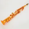 Tillverkad i Frankrike Mark VI Brass Straight Soprano Sax Saxophone BB B Flat Woodwind Instrument Natural Shell Key Carve Mönster