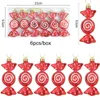 Juldekorationer 6st Red Candy Crutch Lollipop Xmas Tree Hanging Pendant Ornament 2024 Year Gift Home Decoration 231023