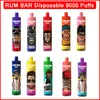 Original Rum Bar 9000 Puff Electronic Cigarette Disposable Vape Starter Kit 13,0 ml Batteri 600mAh Uppladdningsbar e-cigarettvap