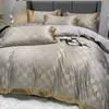 寝具セットJACQUARD BEDDING SET高品質の綿ベッドソフト羽毛羽毛カバー伸縮性ベッドシート枕カバーキングクイーンサイズ231023