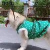 Vêtements de chien OIMG Summer Green Pet Robe Love Print Jupe pour grand Golden Retriever Alaskan Labrador sans manches dentelle chiens vêtements de famille