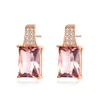 Four Claw Gem Stud Earrings S925 Silver Micro Set Zircon Rose Gold Earrings European Fashion Women Earrings Jewelry Women Wedding Party Valentine's Day Gift SPC