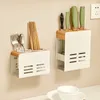 Kitchen Storage Knives Chopsticks Spoons Rack Wooden Style Accessories No Punching Organizer With Drain Tray