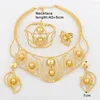 Комплект ожерелья и сережек, свадебные украшения в Дубае для женщин, 18-каратное золото, цветочный дизайн и браслет, кольцо, 4 шт., вечерние