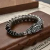 Bangle S925 Sterling Silver Vintage Viking Dragon Armband Men's Hip Hop Punk Animal Zodiac Sign Jewelry 231023