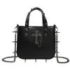 Torebki wieczorowe damskie motocykl torebka Cool Cross Nit Bag na ramię Skull Square Square Crossbody dla kobiet