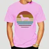 Camiseta masculina retro vintage pôr do sol doxie dachshund cão raça silhueta T-Shirt-0848A