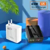 65W 어댑터 휴대 전화 충전기 유형 C+3USB 갈륨 질화물 5A 여행 충전기 멀티 포트 PD 충전기