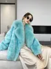 Women's Fur Faux Fashion Women Real Rex Rabbit Coats Long Natural Full Pelt Chinchilla Color Jackets With Collar Over 231023