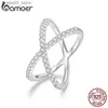 ウェディングリングbamoer moissanite criss cross for women d color d color vvs1モイサナイトスタッカブルxプロミスリングウェディングファインジュエリーQ231024