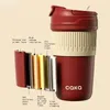 Canecas Cerâmica Liner Coffee Travel Thermos Cup com palha e tampa Presente requintado Chá de aço inoxidável Copos de leite Drinkware 231023