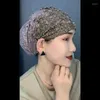 Abbigliamento etnico Cappello turbante con perline in pizzo traspirante Donne musulmane Foulard Cofano pronto da indossare Hijab interno Cappellino estivo femminile