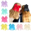 Girls Solid Ribbon Grosgrain Hair Bows clip With Elastic Hair Ties Bobbles Cheerleading Hair Accessories