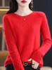 Womens Sweaters Spring Autumn 100% Pure Merino Wool Pullover Sweater Women Oneck Hollow Longsleeve Cashmere Knitwear Female Clothing Grace 231024