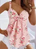 Camisoles Tanques Mulheres Sexy Twist Front Floral Ruffled Camisole Bonito Ruched Tank Top Verão Casual Sem Mangas Camisa Solta Fit Cami Top 231021