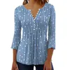 Camicette da donna Camicie moda da donna Primavera/estate Camicia a pois a righe con scollo a V Manica a tre quarti Saldi Top da donna YRW7756