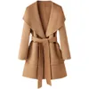 Women's Trench Coats Camel High-end Double-sided Cashmere Coat for Women Medium Length Small Stature Large Lapel 2023 New Autumn and Winter Woolen