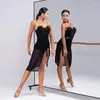 Etapa desgaste espalda descubierta hombro alto grado diseño femenino vestido de baile latino para mujeres rendimiento traje de baile de salón NY02 355