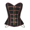 Bustiers Corsets Vintage Gothic Clothing Corset Women's Lace Up Brown 12 Steel Boned Dobby Corseletesse