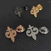 Halskette Ohrringe Set Herren Brosche Manschettenknöpfe Symbol Frosted Hemd Manschettenknopf Gold Silber Schwarz Edelstahl Schmuck Geschenke für Vater