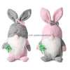 Outros suprimentos de festa festiva Páscoa Gnome Plush Bunny Decorações Bonecas artesanais presentes para crianças Primavera Elf Home Sala de estar Orname Dhuoi